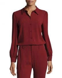 Co Classic Puff-Sleeve Crepe Blouse at Neiman Marcus